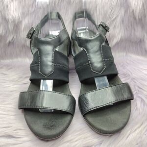 Abeo Bio System Helaine Leather Mesh Heel Sandals Womens Size 7 M Black